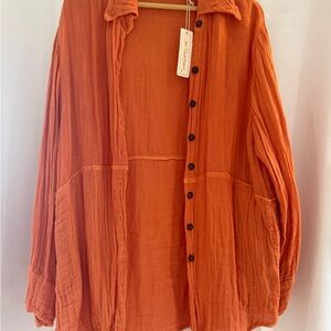 Jen's Pirate Booty Vibrant Orange Textured Top